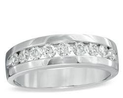 Image of Wedding Band platinum diamond ring for men