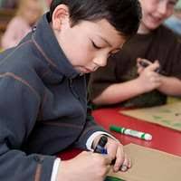First grader Logan Safranek, 6, and Aidan McGuire,