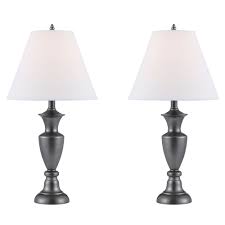 The bronze finish and a timeless marble accent will add a touch of warmth to your living room, bedroom or office. Hampton Bay Set Of Two Table Lamps Antique Pewter 24 75 Inch The Home Depot Canada