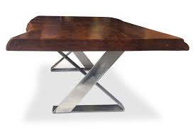 Add to favorites river coffee table small vintage furniture rustic solid teak mango wood side end round crushed glass resin industrial retro style large legs h4homeshop 4.5 out of 5 stars (391. Live Edge Organic Industrial Coffee Table X Frame Hardwood Nickel Rustic Deco Incorporated
