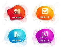 Liquid Badges Set Of Payment Card Checkbox And Growth Chart