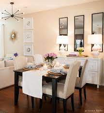 Employ this bit of visual trickery to make any small room seem bigger: 20 Small Dining Room Ideas On A Budget Smallroomdesignmodern Apartment Dining Room Small Dining Room Decor Apartment Dining