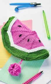 A knitting pencil case pattern. Watermelon Pencil Case And Pineapple Purse Knitting Patterns Let S Knit Magazine