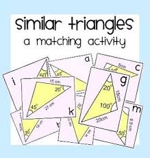 Similar triangles are triangles with the same shape but different side measurements. Similar Triangles Matching Activity More Similar Triangles Matching Activity Angle Activities