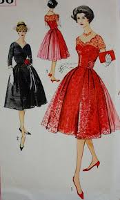 1950s Misses Cocktail Dress Rounded Back Cummerbund Simplicity 2756 Vintage Sewing Pattern Vintage Dress Patterns Vintage Dresses Fashion