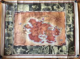 Peter Pan Map Of Neverland 1953 Walt Disney Productions Litho Poster Scarce Walt Disney Neverland Poster
