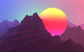 Download Wallpapers 4k Bright Sun Mountains Sunset Minimal Creative Besthqwallpapers Com Vaporwave Wallpaper Wallpaper Images Hd Cool Desktop Wallpapers