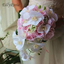 White orchid and peony bouquets. Pink Roses Phalaenopsis Wedding Flowers Bridal Bouquet Artificial Waterfall Handmade Romantic Wedding Bouquet Mariage Satin Silk Wedding Bouquets Aliexpress