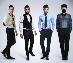 Groomsmen Wearing Suspenders Ties And Vests Mens Fashion Suits Casual Mens Winter Fashion Outfits Mens Fashion Summer Outfits