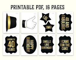 Free Printable 40th Birthday Photo Booth Props 40th Birthday Photo Booth Props Printablepdf Black And Gold Etsy Birthday Photo Booths Photo Booth Props Birthday Photos