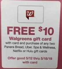 Mastercard, visa, and amex are only valid in us and activation fee may apply. Walgreens Gift Card Promotion Free 10 Walgreens Gc W Two Select Gc Purchase Uber Netflix More