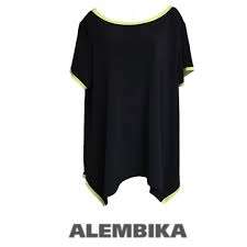 Alembika Black Green High Low Knit Tunic
