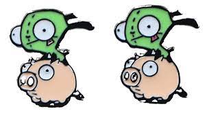 Amazon.com: Invader Zim Gir on Piggy Character Metal Enamel Stud Earrings:  Clothing, Shoes & Jewelry