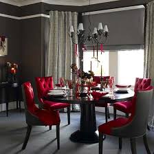 This Elegant Red Velvet Dining Room Furniture Is Luxurious Sofisticated Warm And Inviting Red Dining Room Chic Dining Room Dining Room Layout