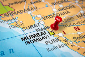 Pushpin Pointing at Mumbai Bombay City ...