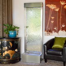 Bluworld 72 In Indoor Outdoor Floor Fountain Silver Mirror Water Panel Brushed Stainless Steel Frame Tabletop Fountain Waterfall Design Indoor Floor Fountains