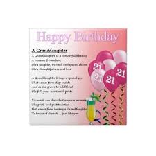 21st Birthday Message For Granddaughter 21st Birthday Granddaughter Poem Tile Zazzle Co Uk 21st Birthday Poems 21st Birthday Cards 21st Birthday