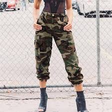 2019 Camo Pants For Women Camouflage Casual Trousers Harem Pants Women Winter High Waist Hip Hop Sweatpants Army Green Pantalon Mujer From