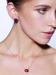 Ruby Silver Oval Necklace