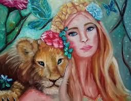 OOAK ORIGINAL OIL Painting Fairy Fantasy tropical parrot 11 x 14" Bronwen  Skye $285.00