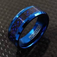 Black And Blue Tungsten Wedding Bands Stunning Blue Tungsten Ring With Black Celtic Dragon On Deep Cobalt Blue Faux Carbon Fiber Inlay Blue Tungsten Ring Rings For Men Mens Jewelry