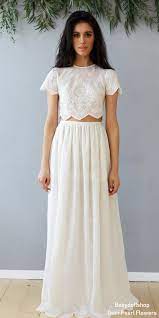 Wedding Set Of Lace Crop Top And Long Skirt Boho Wedding Style A Set Of Long Skirt And C Wedding Dress Long Sleeve Crop Top Wedding Dress Top Wedding Dresses