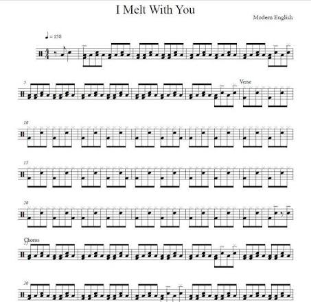 I Melt with You - Modern English - Full Drum Transcription / Drum Sheet  Music - Aaron Reinhard