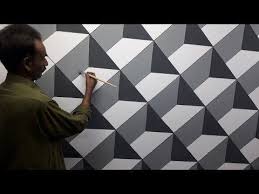 3d Wall Painting 3d Wall Texture New Design Ideas 3d Wall Decoration Effect Interior Design Youtub 3d Wall Painting Wall Painting Wall Stencil Patterns
