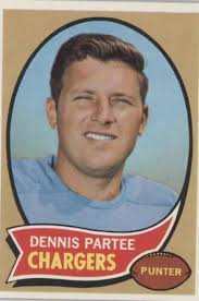 Dennis Partee signed SAN DIEGO CHARGERS card 1970 TOPPS