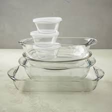 Anchor hocking 1034 custard ramekin dessert cup 6 oz clear glass usa set 3. Anchor Hocking 10 Piece Glass Bakeware Set