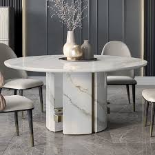 Luxury Italian Designer Contemporary Round Marble Dining Table Set In 2020 Marble Dining Table Set Luxury Dining Tables Glass Dining Table Set
