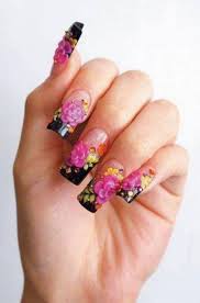 51 Very Beautiful 3d Flowers Nail Art Designs Apply on the middle nail black nail polish and.