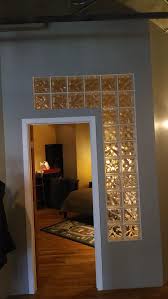 Glass Block Wall Want In Condo To Finish Partial Walls To Ceiling With Images Glass Blocks Wall Glass Block Windows Glass Blocks