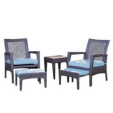 Auro Brisbane Outdoor Furniture 5 Piece Lounge Chair Ottoman All Weather Brown Wicker Outdoor Sectional Furniture Patio Furniture Sets Furniture Sofa Set