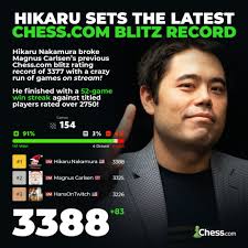 Hikaru sets the NEW BLITZ RECORD with a rating of 3388!! 📈👑