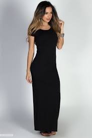Solid Black Jersey Casual Long Summer Dress With Sleeves Long Black Dress Casual Long Black Summer Dress Maxi Shirt Dress