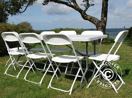 Party Package 1 Folding Table 182 Cm 8 Chairs Light Grey White Party Packages Folding Table Grey And White