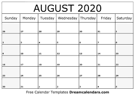 Quarterly calendar 2020 templates at allbusinesstemplates. Free Printable Calendar August 2020 Rengu