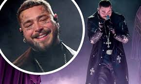 Post Malone covers himself in crosses for haunting performance at 63rd  Grammy Awards