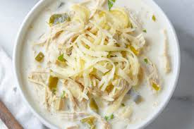 Add chicken broth, green chilies, cumin, paprika, oregano, coriander, cayenne pepper and season with salt and pepper to taste. Slow Cooker White Chicken Chili Recipe Eatwell101