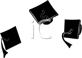 Graduation Caps In The Air Royalty Free Clip Art Image