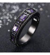 European Style Amethyst Two Pieces Promise Rings For Couples Black Gold Plated Women Sz 9 Men Sz 12 Cv127akmrzj Black Gold Ring Gold Filled Ring Engagement Ring Sizes