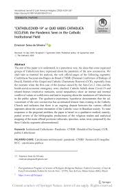 Sustancias que pueden salvar vidas: Pdf Catholicovid 19 Or Quo Vadis Catholica Ecclesia The Pandemic Seen In The Catholic Institutional Field