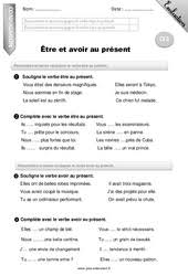 Avoir Etre Auxiliaires Ce2 Cycle 2 Exercice Evaluation Revision Lecon