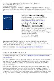 Many businesses set their own age for senior citizen discounts. Pdf Quality Of Life Of Older Malaysians Living Alone