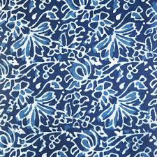 Indigo Blue And White Leaves And Flowers Hand Block Printed Cotton Fabric Print Color Blue Background Colo Ajrakh Prints Block Printing Fabric White Leaf