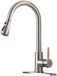 Shop faucets from traditional designs to modern shapes. Single Handle High Arc Pull Out Brushed Nickel Kitchen Faucet Single Level Stainless Steel Kitchen Sink Faucets With Pull Down Sprayer Amazon Com