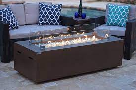 This unfinished 60 x 24 rectangular fire pit enclosure, made ready to house a 36 x 14 fire pit kit. 60 Rectangular Modern Concrete Gas Fire Pit Table In Brown Firefitbackyard Fire Pit Table Gas Firepit Gas Fire Pit Table