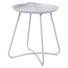 Neben dem sessel oder der sofalandschaft ist dieser beistelltisch (b x t: Garten Beistelltisch Rund O X H 40 X 45 Cm Stahl Lichtgrau Hohenverstellbar Bauhaus