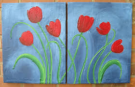 Bahan cat tembok warna merah,coklat,kuning,hijau ikuti. Triptych Tulip Flower Painting Original Floral Wall Art Acrylic Abstract Canvas Art Daisy Decor Read Painting By Stuart Wright